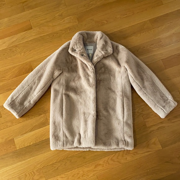 NWT Madewell Faux Fur Coat in Bisque - Picture 5 of 11
